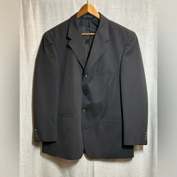 von furstenberg black men’s dinner jacket suit blazer coat w/metal buttons. 46R - Picture 2 of 15